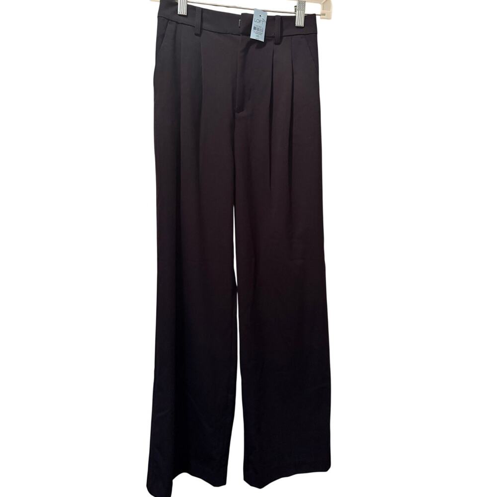 NWT Loft Versa Seasonless Women's Double Pleat Wide Leg Pants Black Size 00P